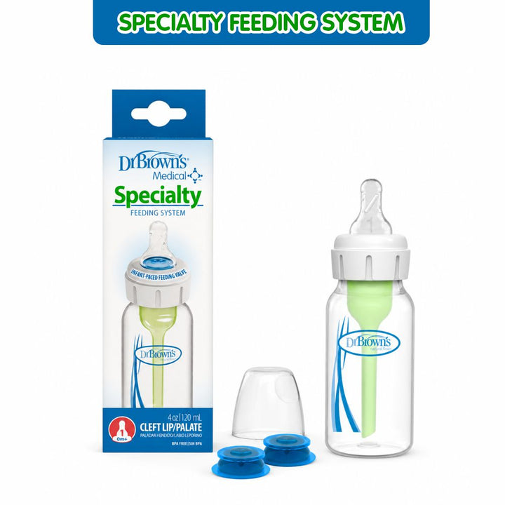 Dr. Brown’s PP Narrow Specialty Feeding System Bottle w/ L1 Nipple + extra One-Way valve 4 oz/120 ml, 1-Pack