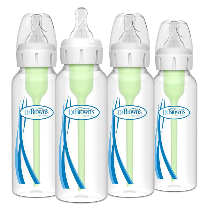 Dr. Brown's Natural Flow Anti-Colic Options+ Narrow Baby Bottle, 8 oz/250 ml, 4-Pack
