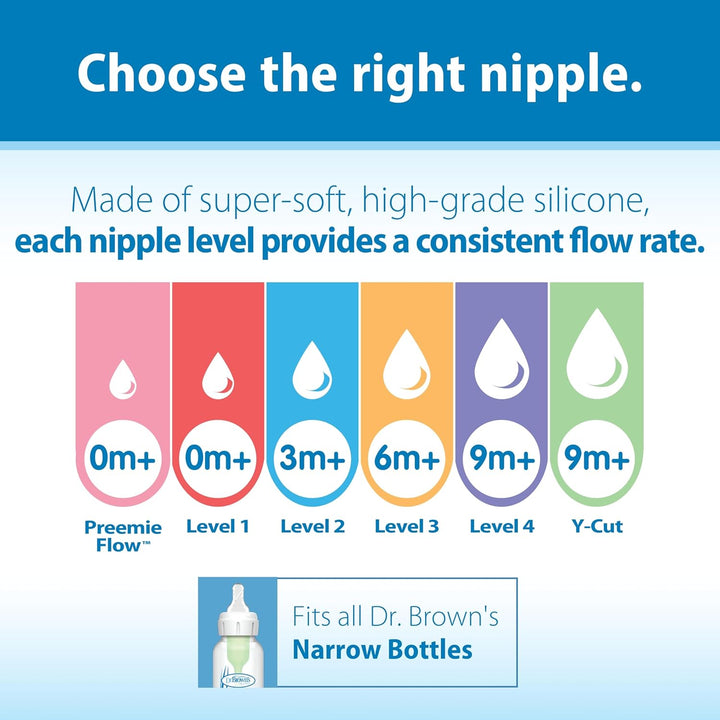 Dr. Brown's Natural Flow Anti-Colic Options+ Narrow Baby Bottle, 4 oz/120 ml, 4-Pack