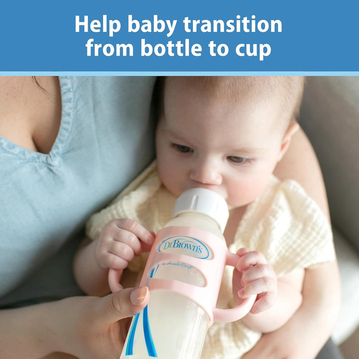 Dr. Brown’s® Milestones™ Narrow Sippy Bottle with Silicone Handles, 8oz/250mL, 6m+, Lt Blue & Lt Gray, 2-Pack