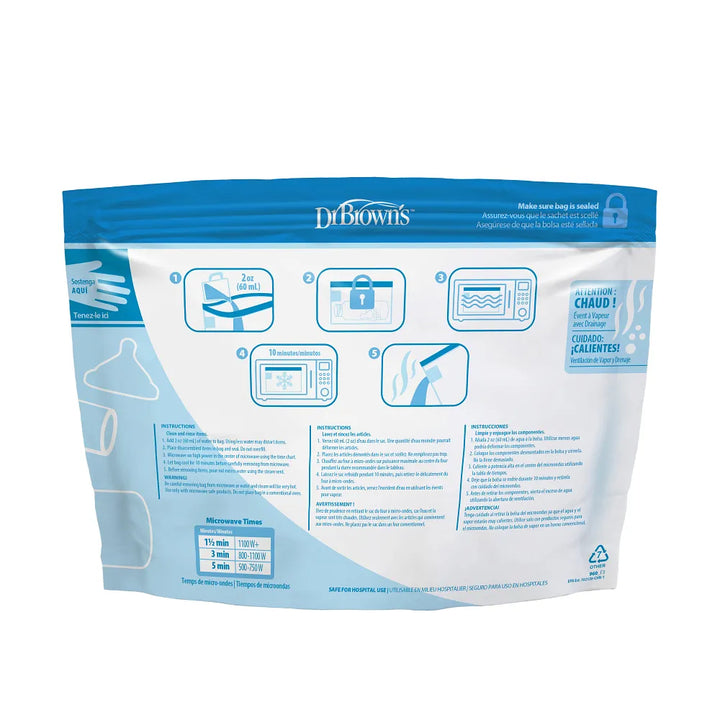 Dr. Brown's Microwave Steam Sterilizer Bags, 5-Pack