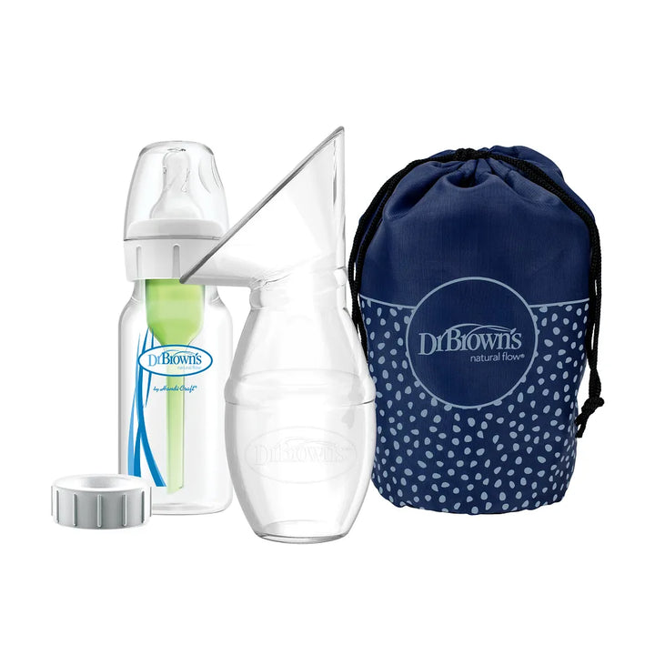 Dr. Brown’s™ Silicone One-Piece Breast Pump with Anti-Colic Options+™ Bottle (5 oz/150 mL) and Travel Bag