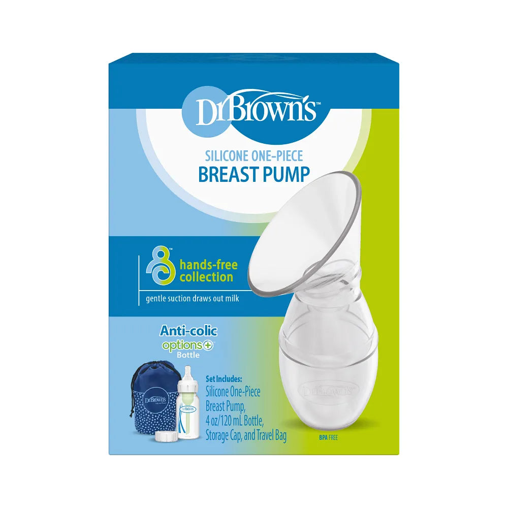 Dr. Brown’s™ Silicone One-Piece Breast Pump with Anti-Colic Options+™ Bottle (4 oz/120 mL) and Travel Bag