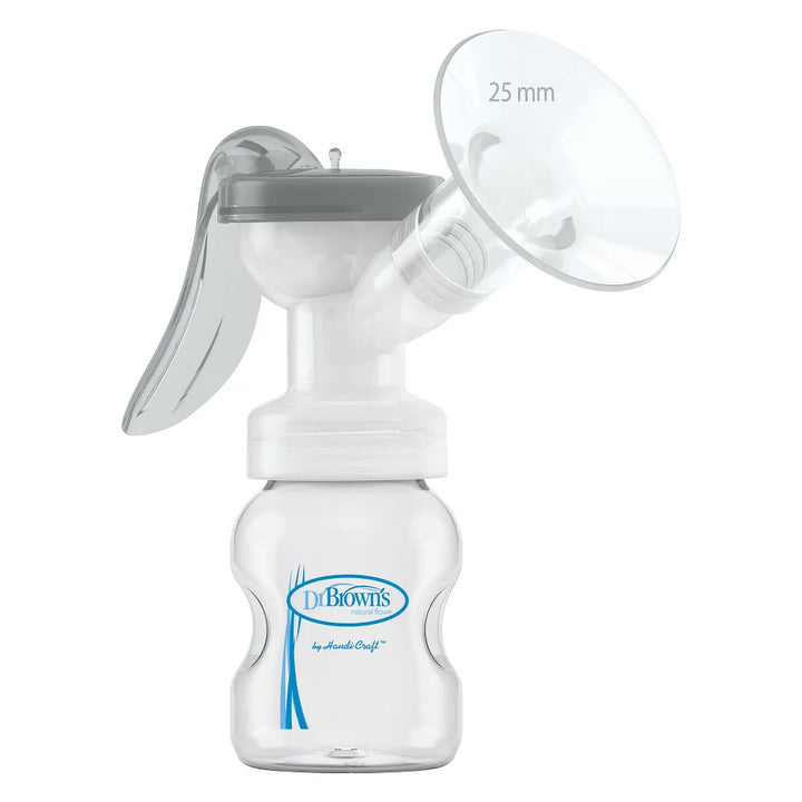 Dr. Brown’s™ Manual Breast Pump with SoftShape™ Silicone Shield & Anti-Colic Options+™ Wide-Neck Baby Bottle 5 oz/150 mL