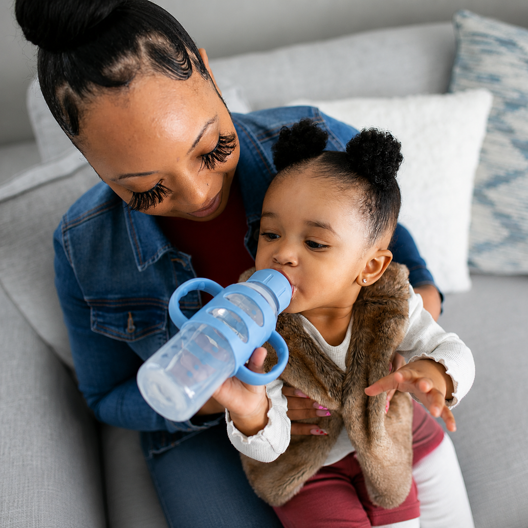 Dr. Brown’s® Milestones™ Narrow Sippy Straw Bottle with Silicone Handles, 8oz/250mL, 6m+, Dark Blue, 1-Pack