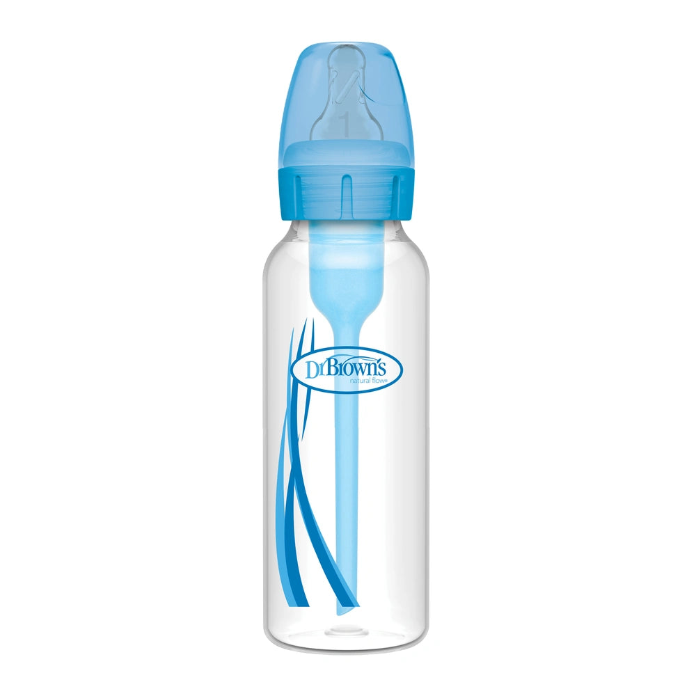 Dr. Brown's Natural Flow Anti-Colic Options+ Narrow Baby Bottle, 8 oz/250 ml, Blue, 1-Pack
