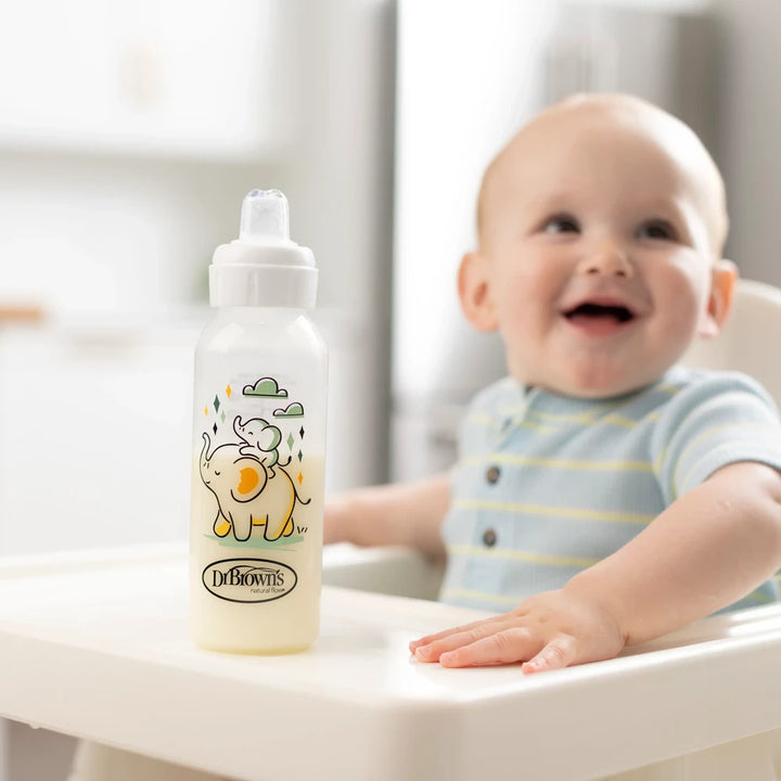 Dr. Brown’s® Milestones™ Narrow Sippy Bottle, 8oz/250mL, 6m+ -Elephant -1 pack