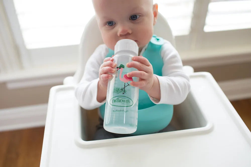 Dr. Brown’s® Milestones™ Narrow Sippy Bottle, 8oz/250mL, 6m+ - Flamingo