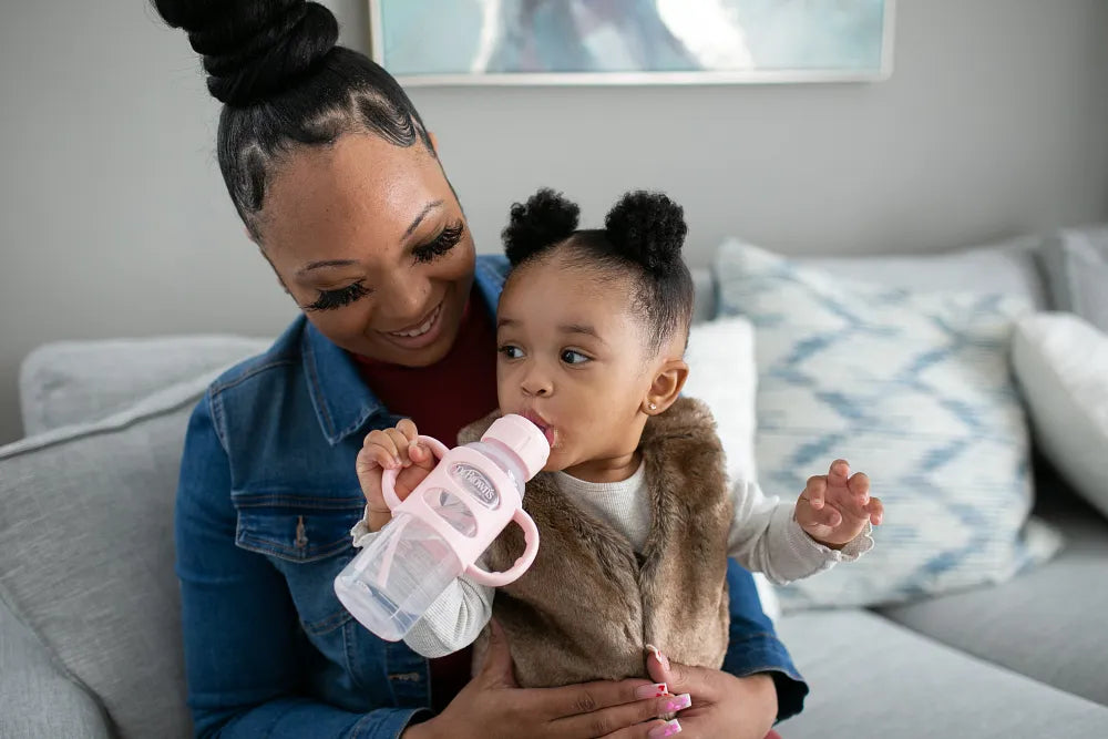 Dr. Brown’s® Milestones™ Narrow Sippy Spout Bottle with Silicone Handles, 8oz/250mL, 6m+, Light Pink, 1-Pack