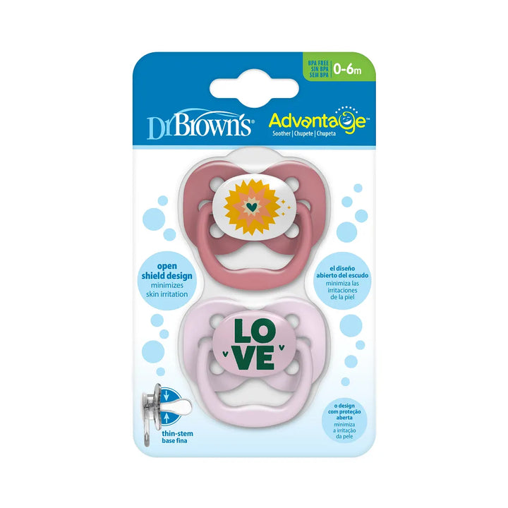 Dr. Brown’s™ Advantage™ Pacifiers, Lavender Love, 2 Pack