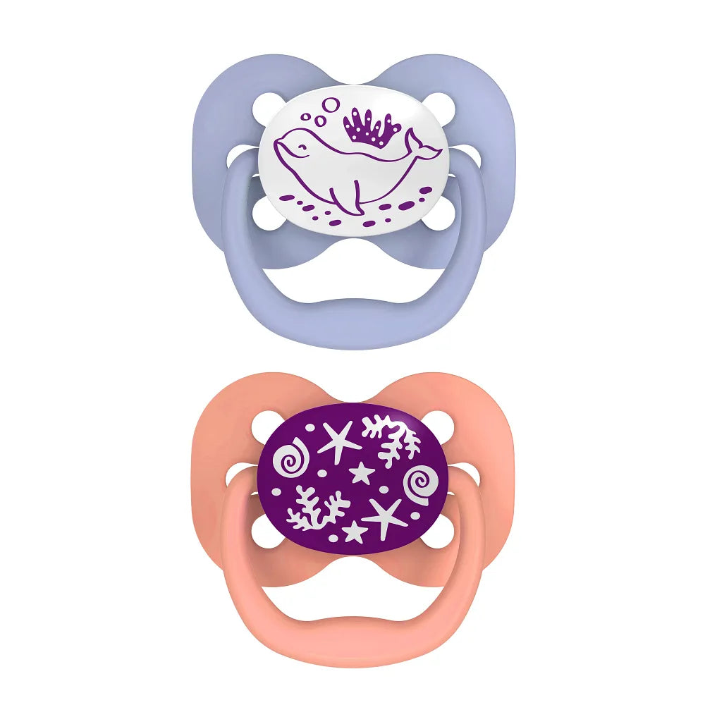 Dr. Brown’s™ Advantage™ Pacifiers, Glow in the Dark, Coral Ocean, 2 Pack