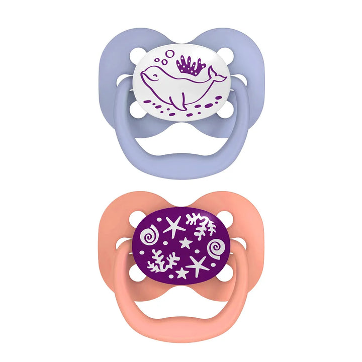 Dr. Brown’s™ Advantage™ Pacifiers, Glow in the Dark, Coral Ocean, 2 Pack