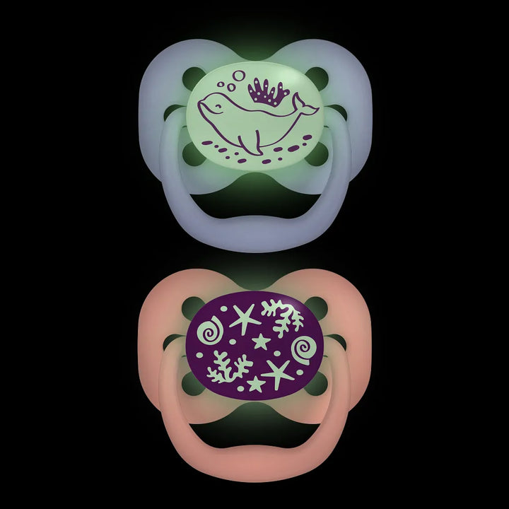 Dr. Brown’s™ Advantage™ Pacifiers, Lavender Love and Glow in the Dark Coral Ocean, 4-Pack