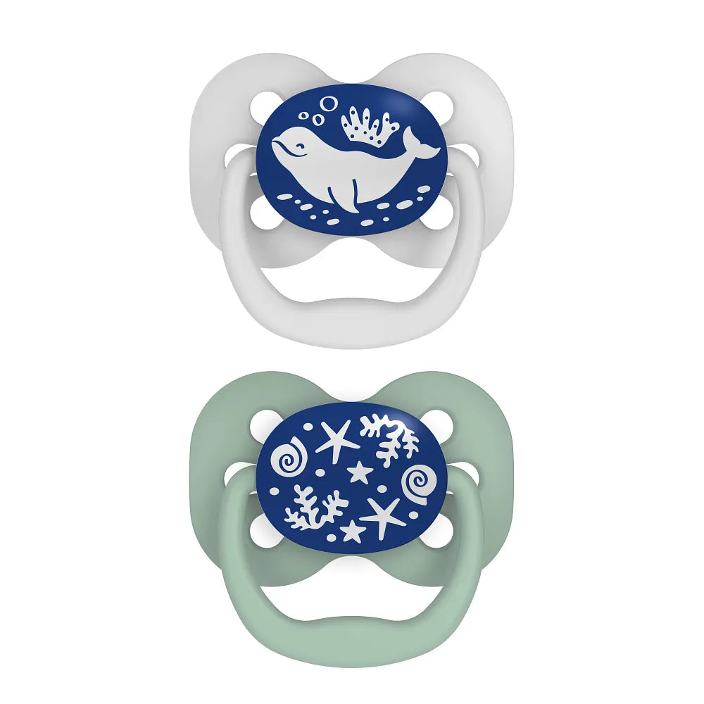 Dr. Brown’s™ Advantage™ Pacifiers, Glow in the Dark, Blue Ocean, 2 Pack