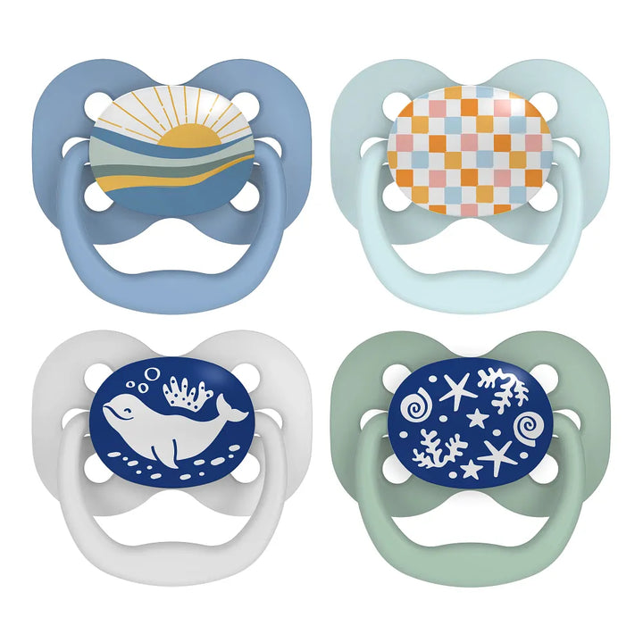 Dr. Brown’s™ Advantage™ Pacifiers, Blue Sunrise and Glow in the Dark Blue Ocean, 4-Pack