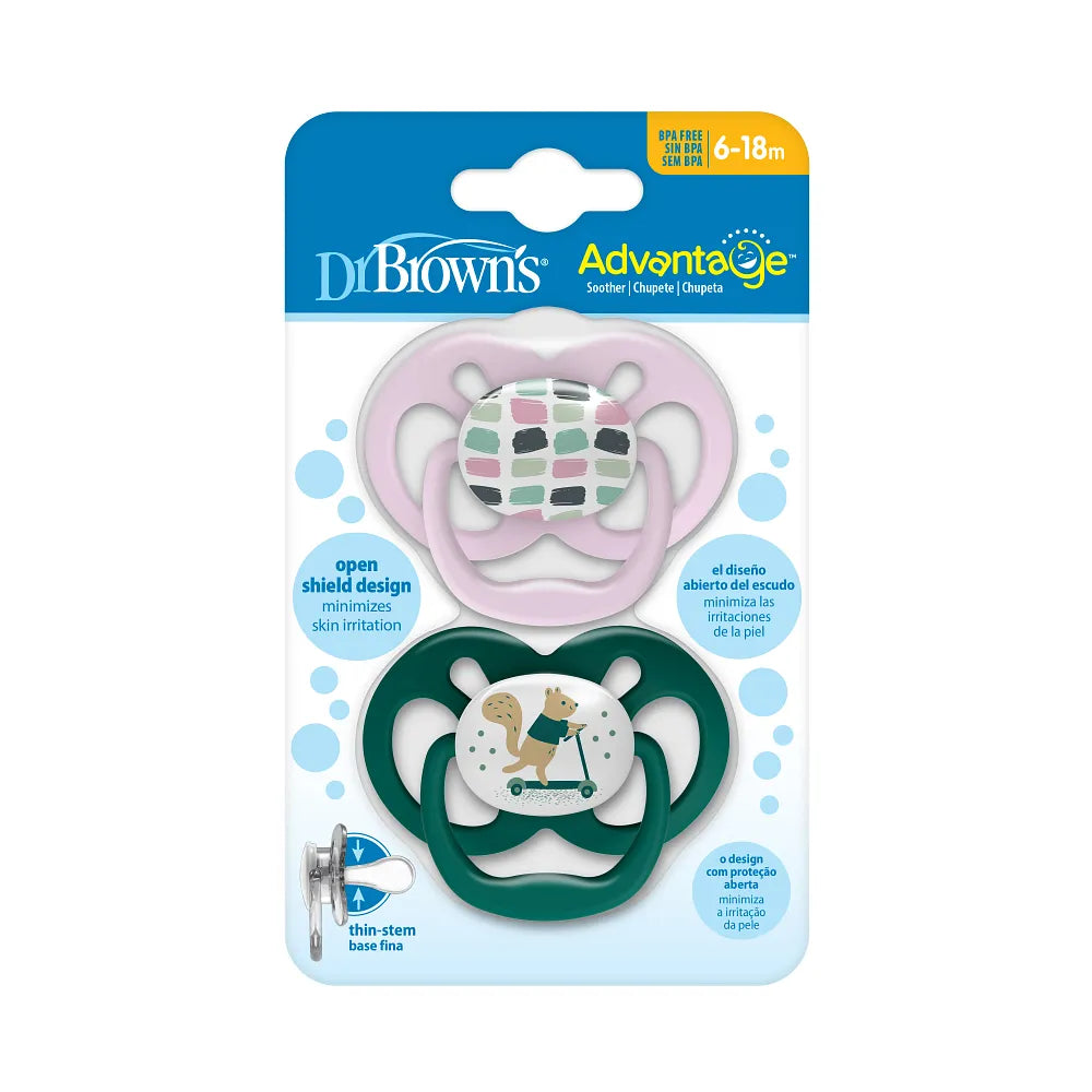 Dr. Brown’s™ Advantage™ Pacifiers, Scooter Squirrel, 2 Pack