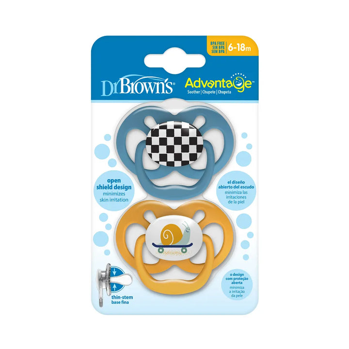 Dr. Brown’s™ Advantage™ Pacifiers, Skateboard Snail, 2 Pack