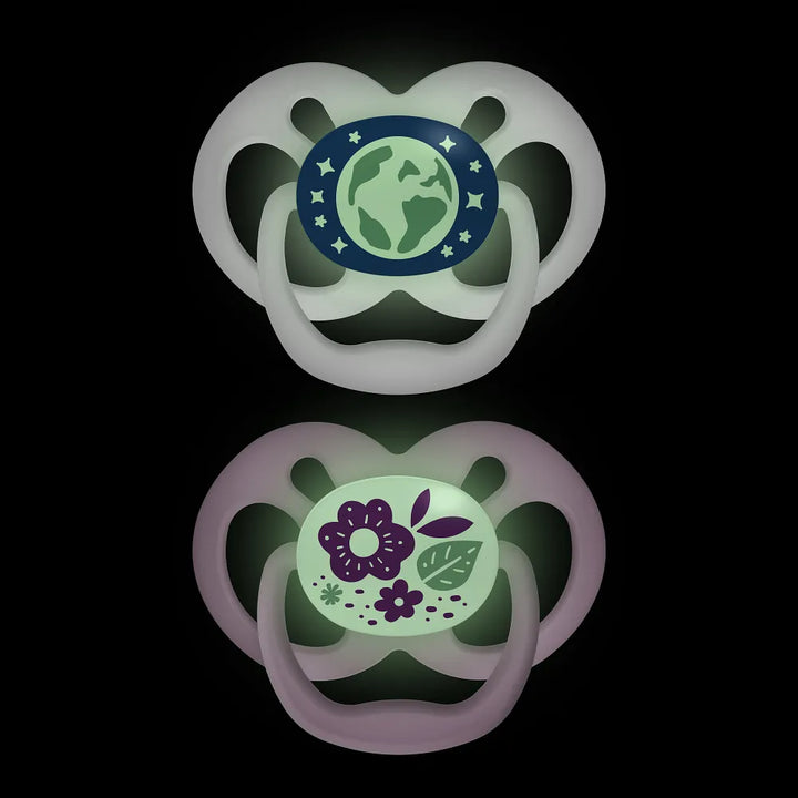 Dr. Brown’s™ Advantage™ Pacifiers, Glow in the Dark, Purple Nature, 2 Pack