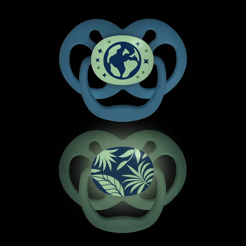 Dr. Brown’s™ Advantage™ Pacifiers, Glow in the Dark, Blue Nature, 2 Pack