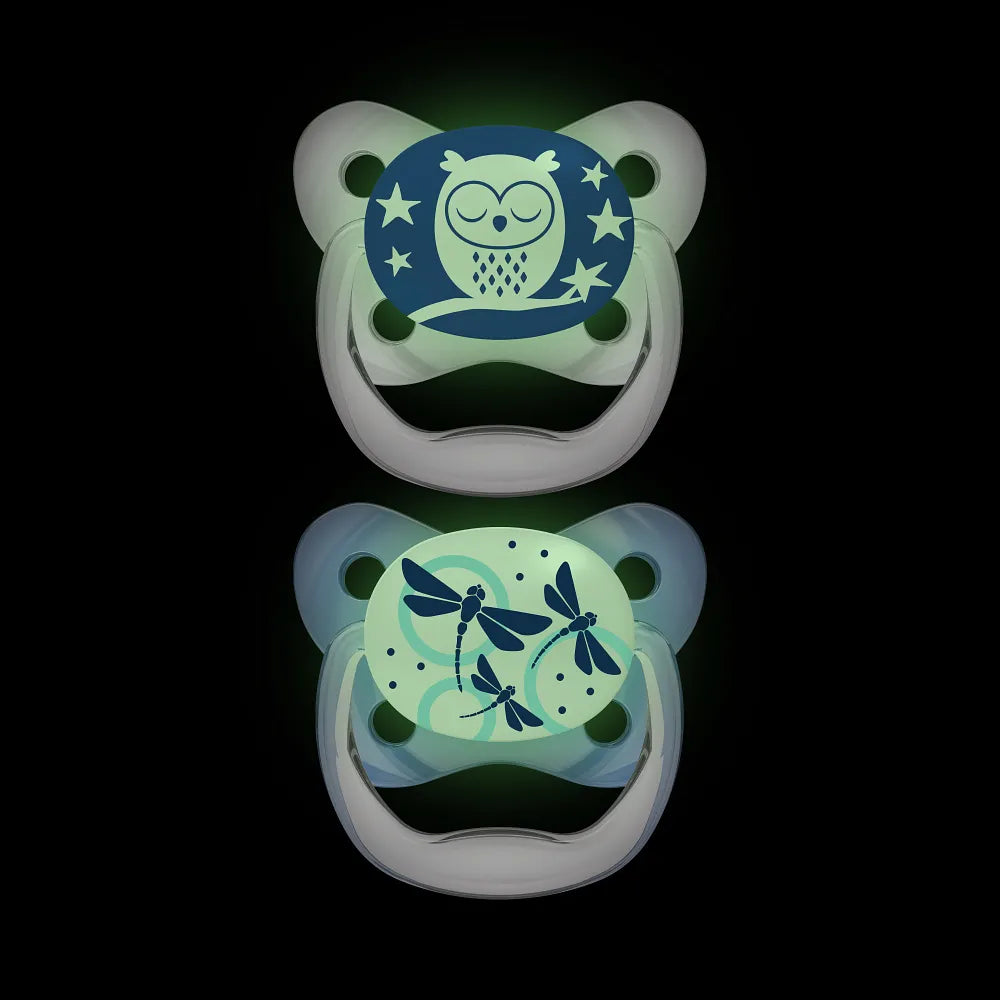 PreVent™ Pacifiers Glow in the Dark BUTTERFLY SHIELD Soother, Stage 1, 2-Pack