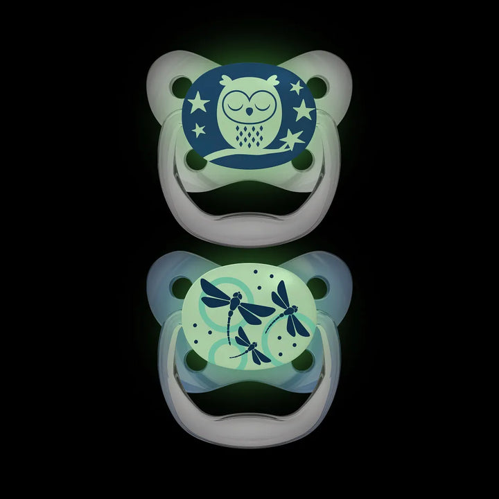 PreVent™ Pacifiers Glow in the Dark BUTTERFLY SHIELD Soother, Stage 1, 2-Pack