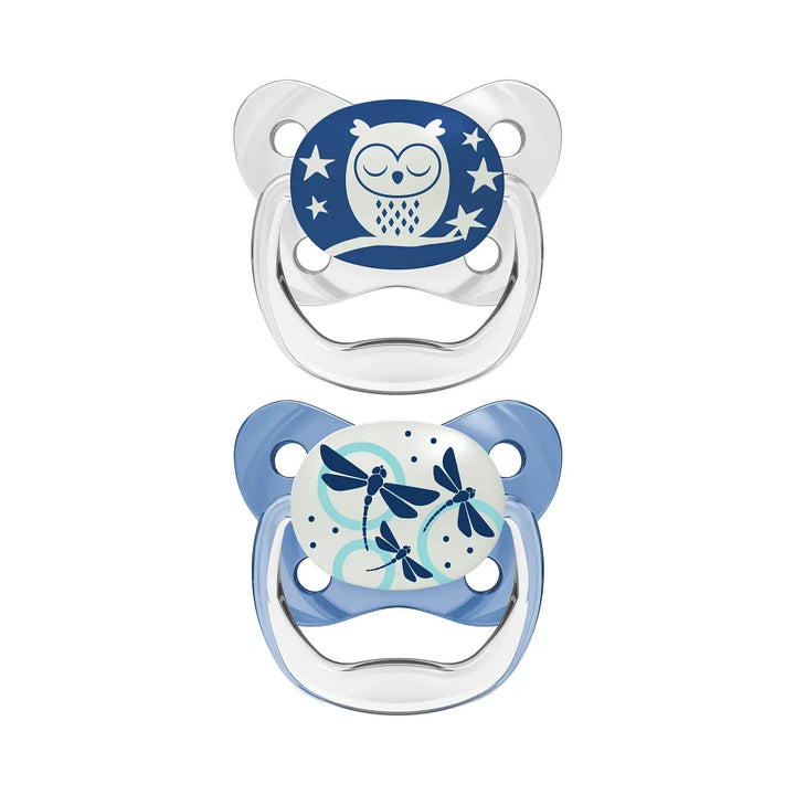 PreVent™ Pacifiers Glow in the Dark BUTTERFLY SHIELD Soother, Stage 1, 2-Pack