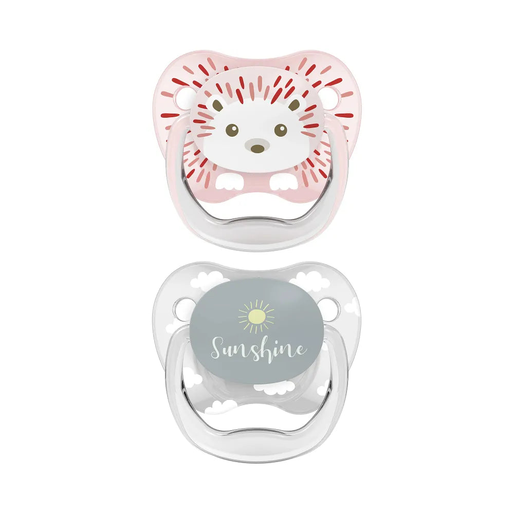 PreVent™ Pacifiers PRINTED SHIELD Soother, Stage 1, 2-Pack- Pink and Grey