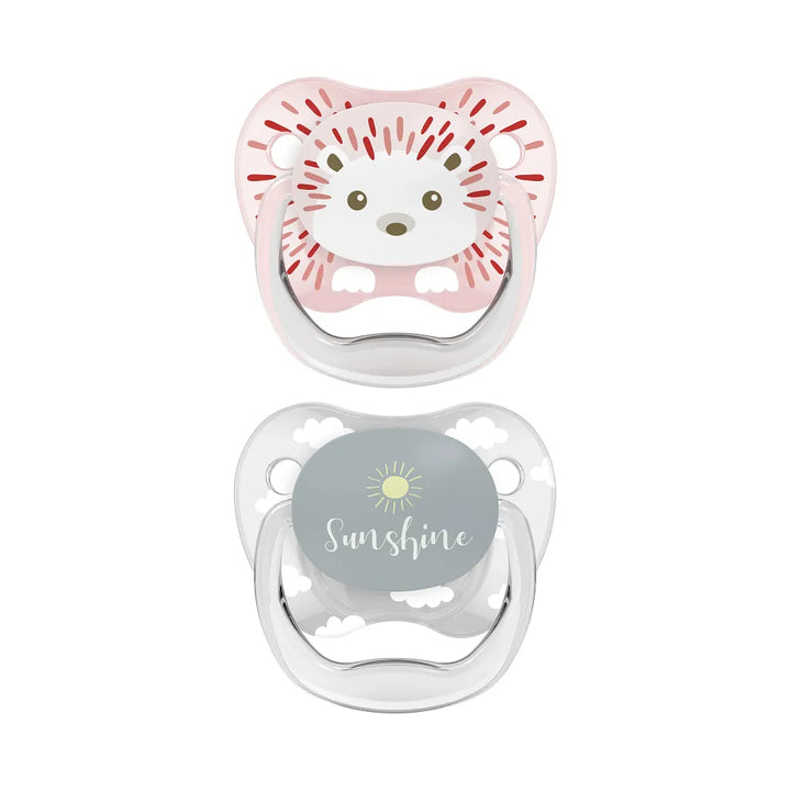 PreVent™ Pacifiers PRINTED SHIELD Soother, Stage 1, 2-Pack- Pink and Grey
