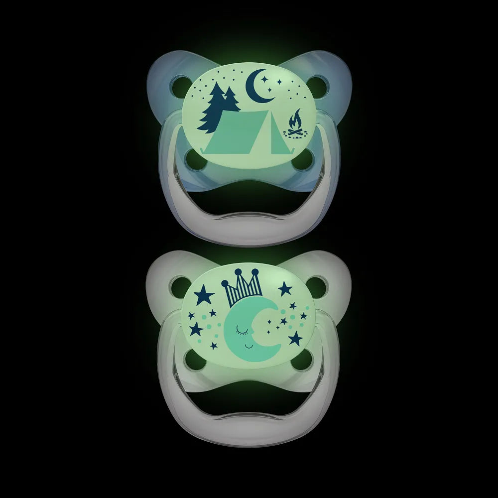 PreVent™ Pacifiers Glow in the Dark BUTTERFLY SHIELD Soother, Stage 2, 2-Pack- Blue