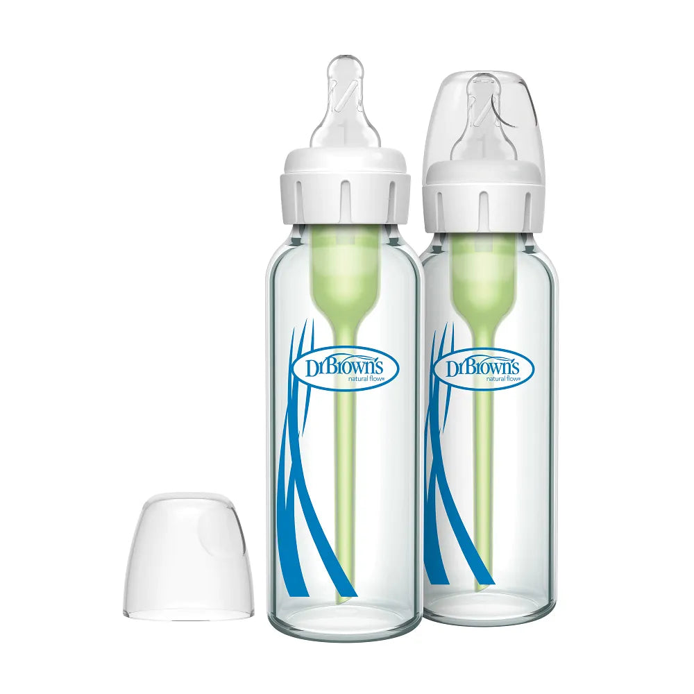 Dr. Brown’s Anti-Colic Options+ Narrow Glass Baby Bottle, 8oz/250ML, 2-Pack