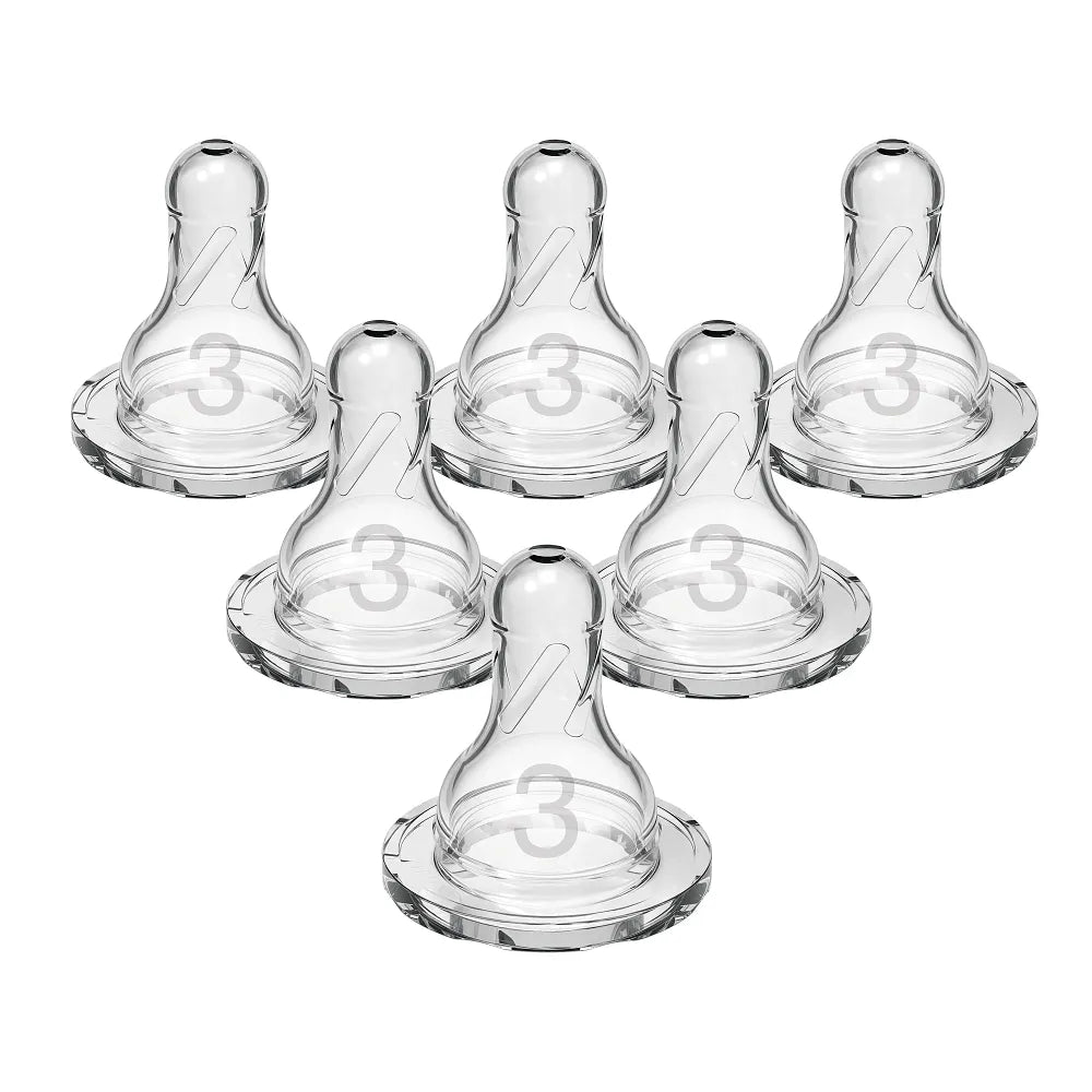 Dr. Brown's Natural Flow Narrow Baby Bottle Silicone Level 3 Nipple, 6-Pack