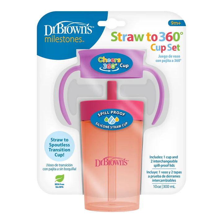 Dr. Brown’s® Straw to 360 Cup Set, Pink Coral, 1-Pack