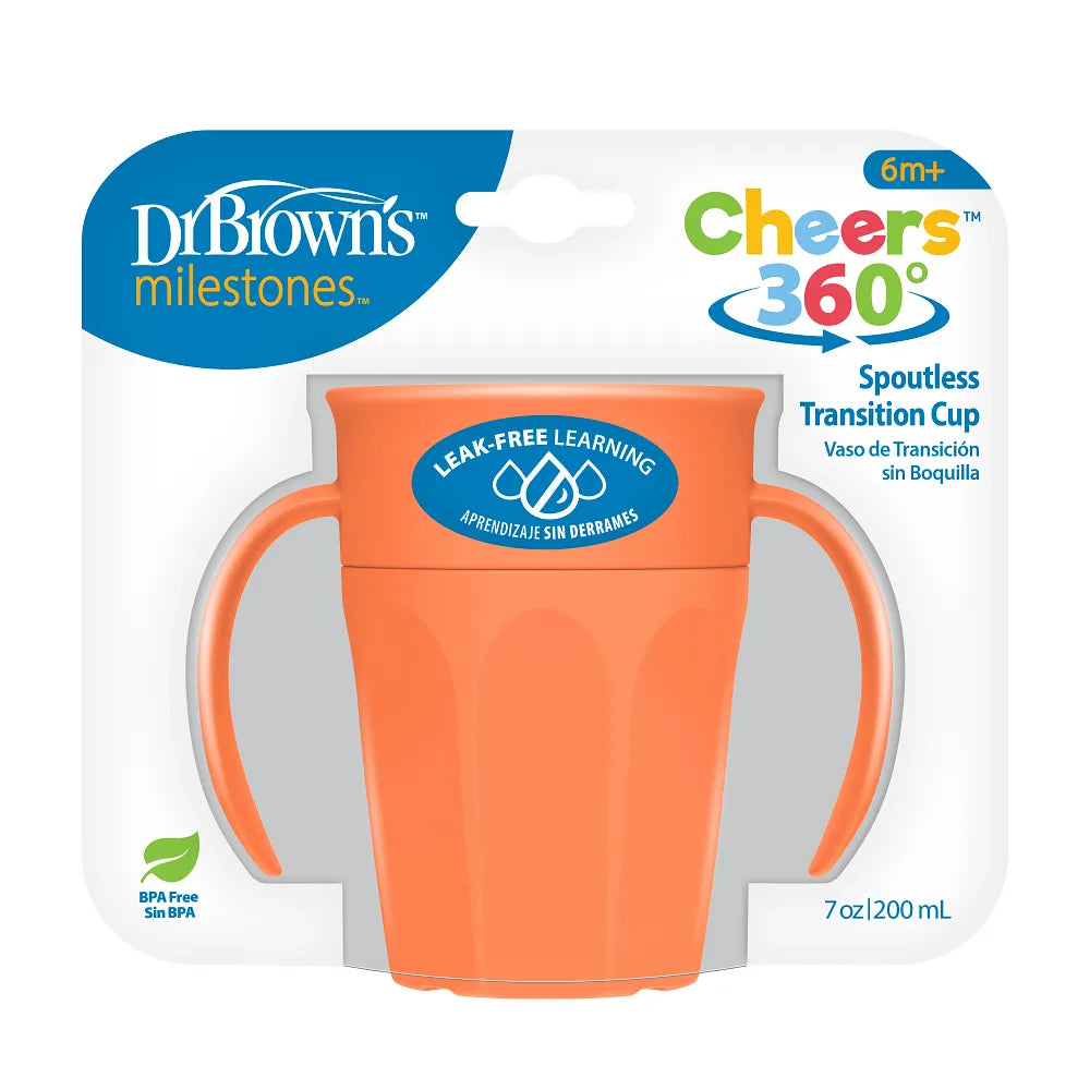 Dr. Brown’s® Milestones™ Cheers360™ Cup with Handles, 7 oz/200 mL - Coral