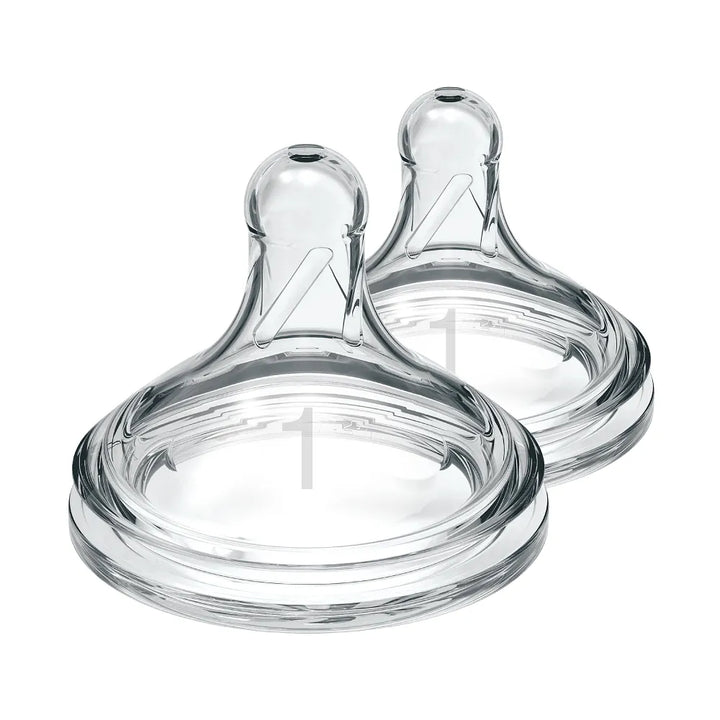 Dr. Brown's Natural Flow Wide-Neck Baby Bottle Silicone Nipple, 2-Pack Level 1 (0m+ Slow Flow)
