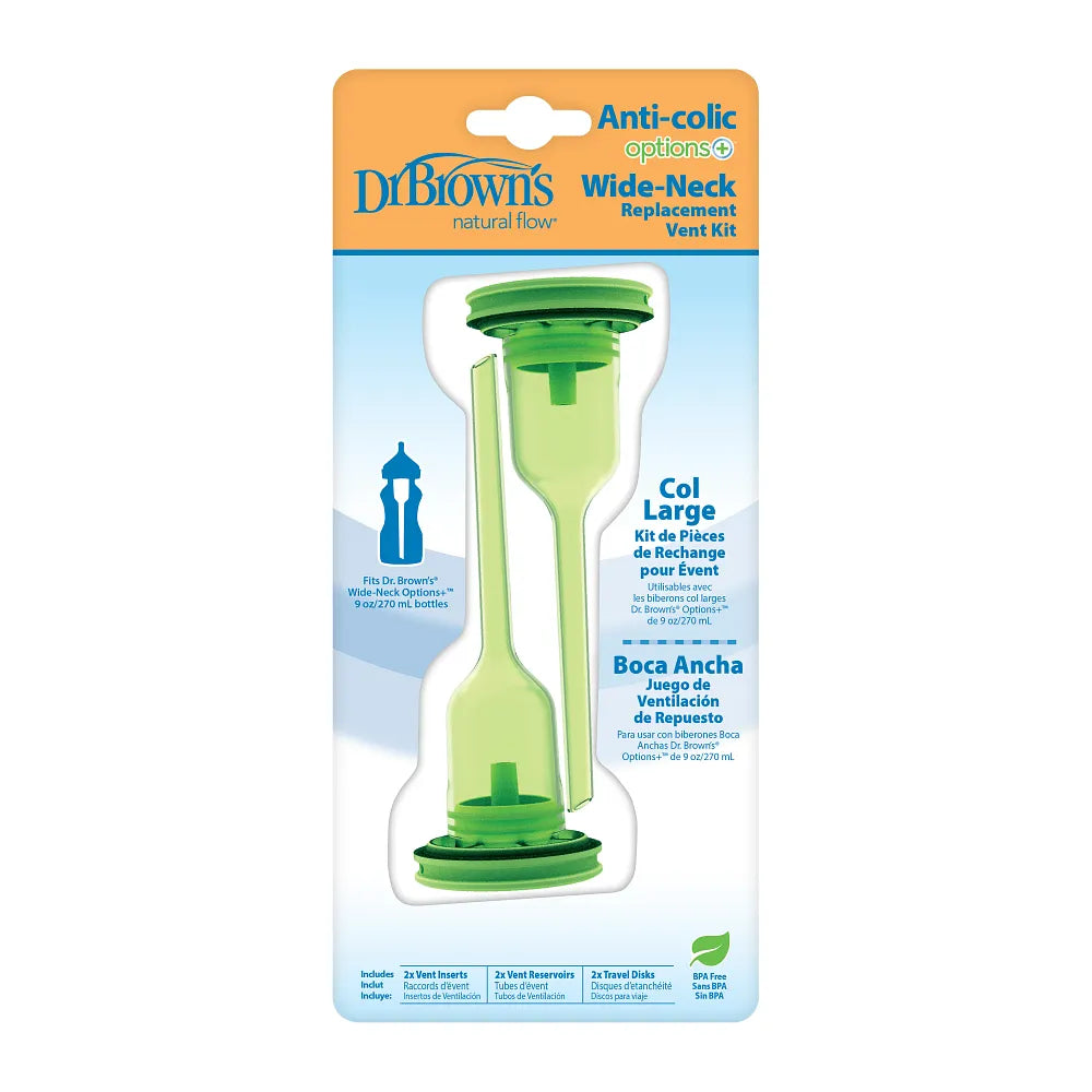 Dr. Brown’s Natural Flow® Options+™ Replacement Vent Kit, Wide-Neck, 9 oz/270 mL, 2-Pack