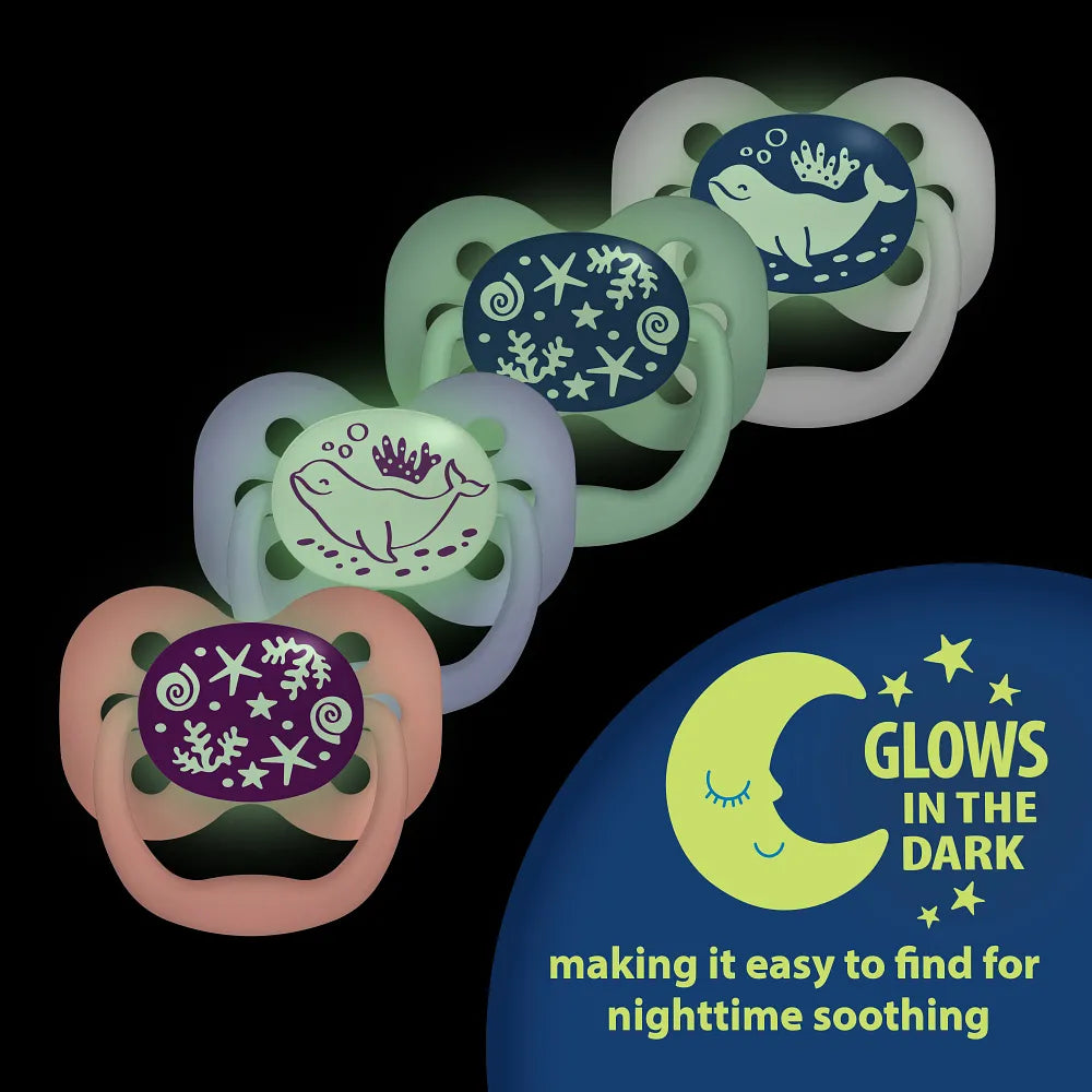 Dr. Brown’s™ Advantage™ Pacifiers, Glow in the Dark, Blue Ocean, 2 Pack