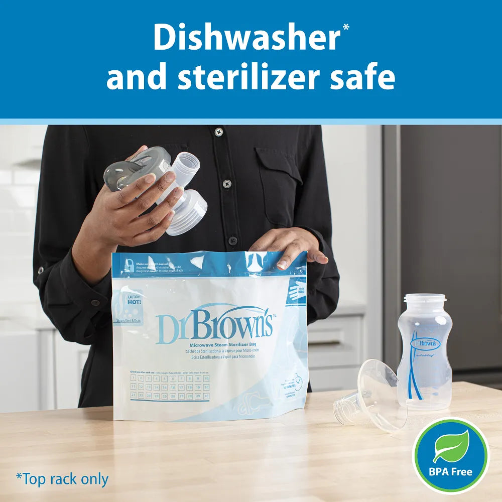 Dr. Brown’s™ Manual Breast Pump with SoftShape™ Silicone Shield & Anti-Colic Options+™ Wide-Neck Baby Bottle 5 oz/150 mL