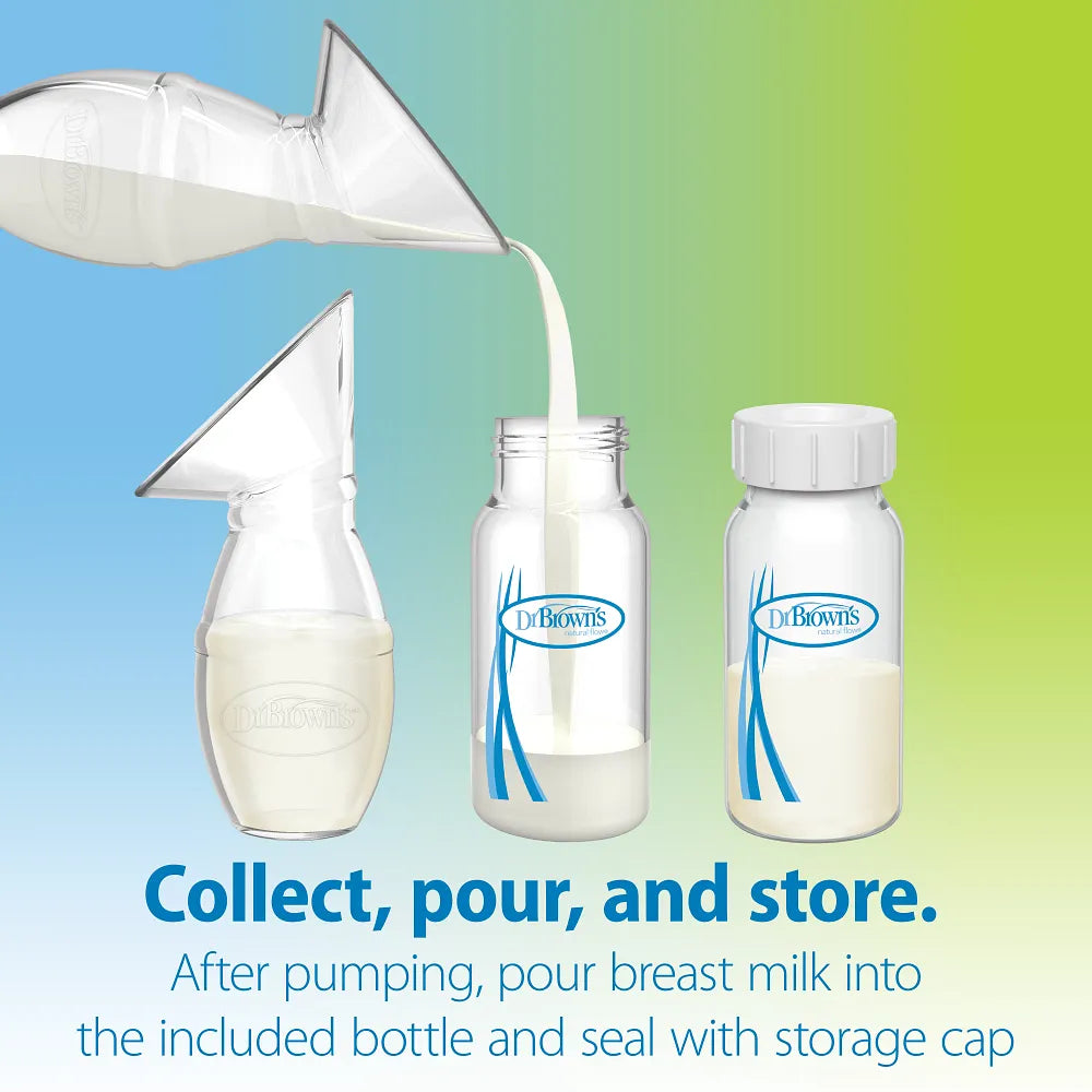 Dr. Brown’s™ Silicone One-Piece Breast Pump with Anti-Colic Options+™ Bottle (5 oz/150 mL) and Travel Bag