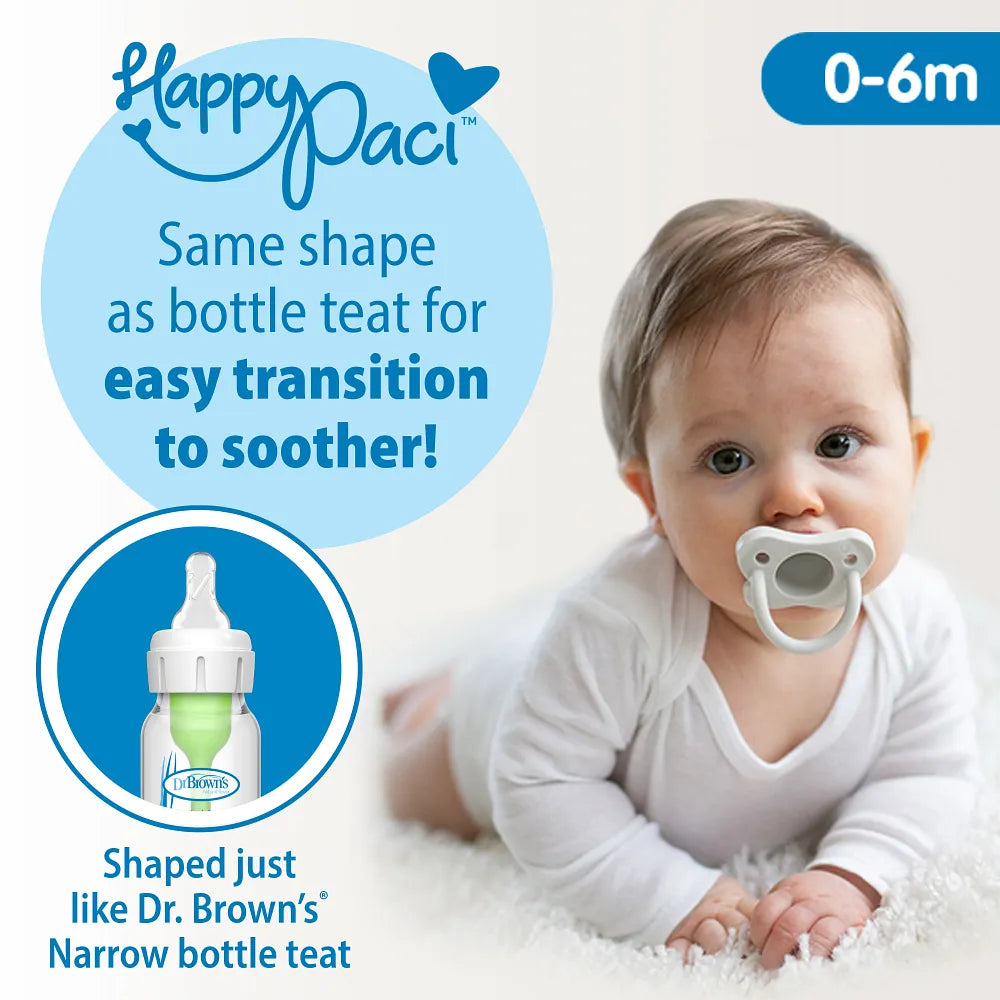 Dr. Brown’s Options+™ Narrow Anti-Colic Baby Bottle, 8oz/250mL, 3-Pack, with HappyPaci™