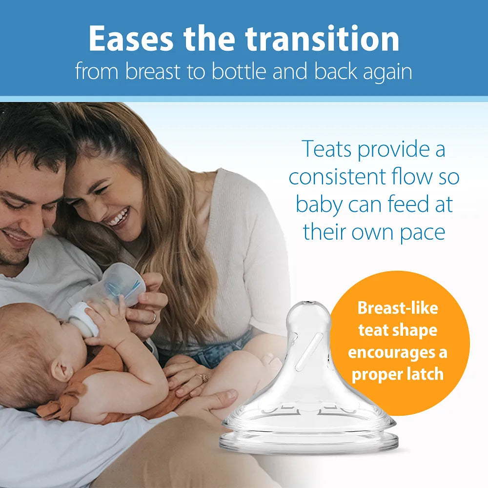 Dr. Brown's Natural Flow Wide-Neck Baby Bottle Silicone Nipple, 2-Pack Level 2 (3m+ Medium Flow)